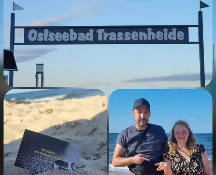 Wiedergefundener Ehering und das Ortsschild Ostseebad Trassenheide nach einem echten Einsatz